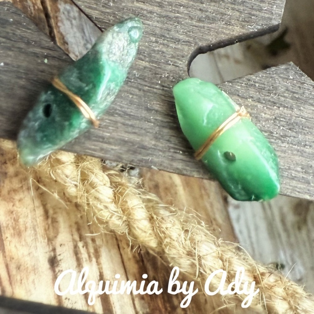 Alquimia Green Artisanal Earrings with Organic Design
